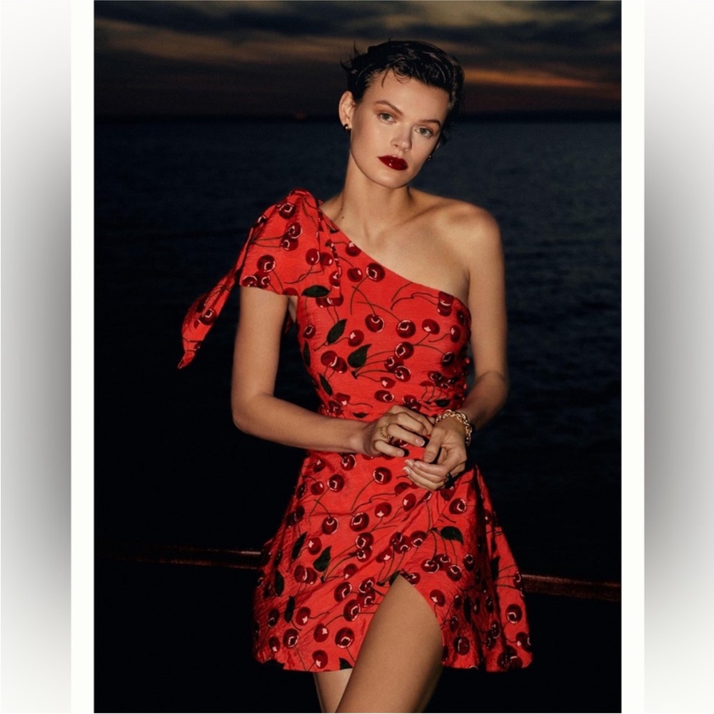 Maeve One Shoulder Cherry Mini Dress Anthropologie